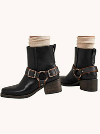 Beast Fashion - Women's Moto Leather Ankle Boots