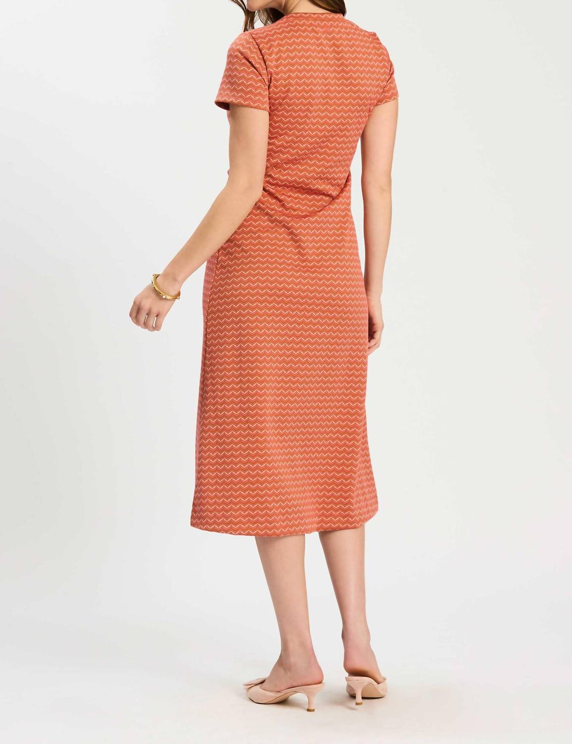 Tyler Boe Blair Knit Chevron Dress in rosette shell sand - women's dress - detail view