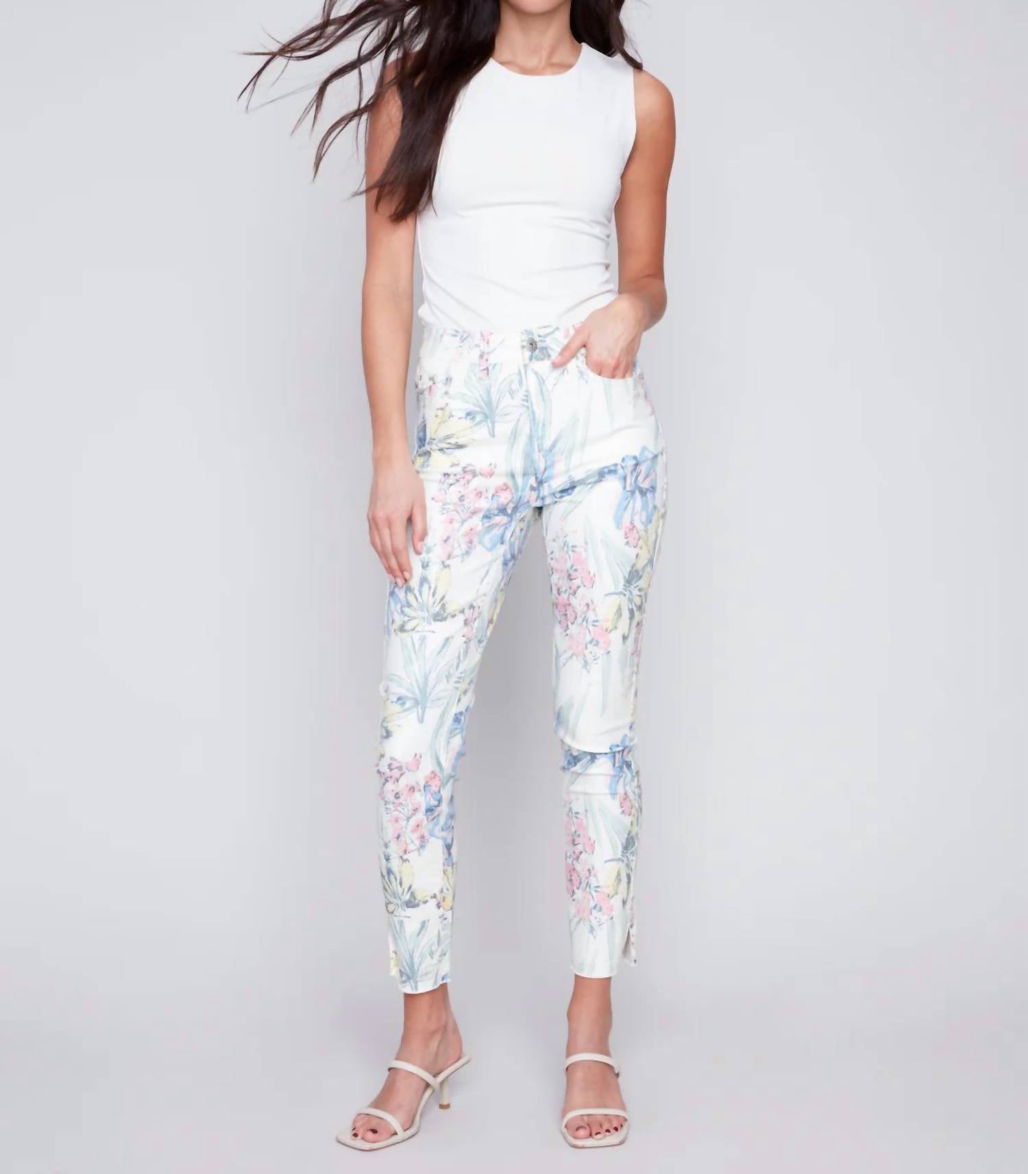 Charlie B - 5-pocket Print Ankle Pant