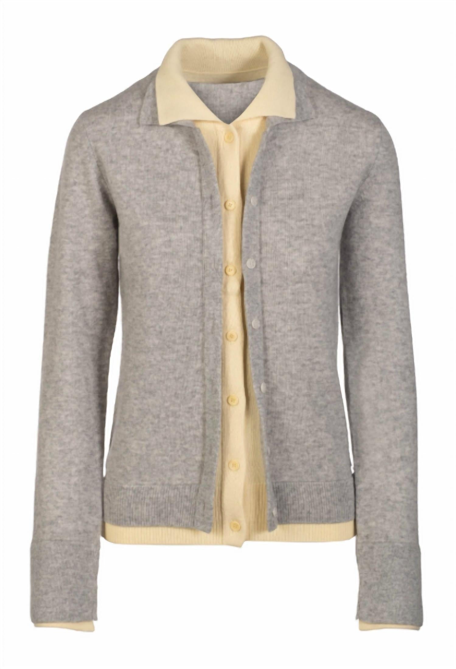 Naadam - Women's Cashmino Layered Collared Cardigan