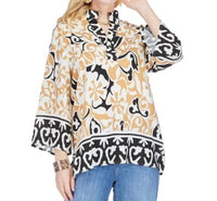 Jade Placket Tunic in ethnic border - women's shirt
