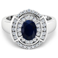 Diana M Jewels Women's Oval Natural Sapphire Fashion Ring (1.77 Ct) - Classic in 14k white gold - women's jewelry