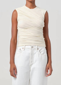 AGOLDE Ester Twist Tank in oat - women's tank top