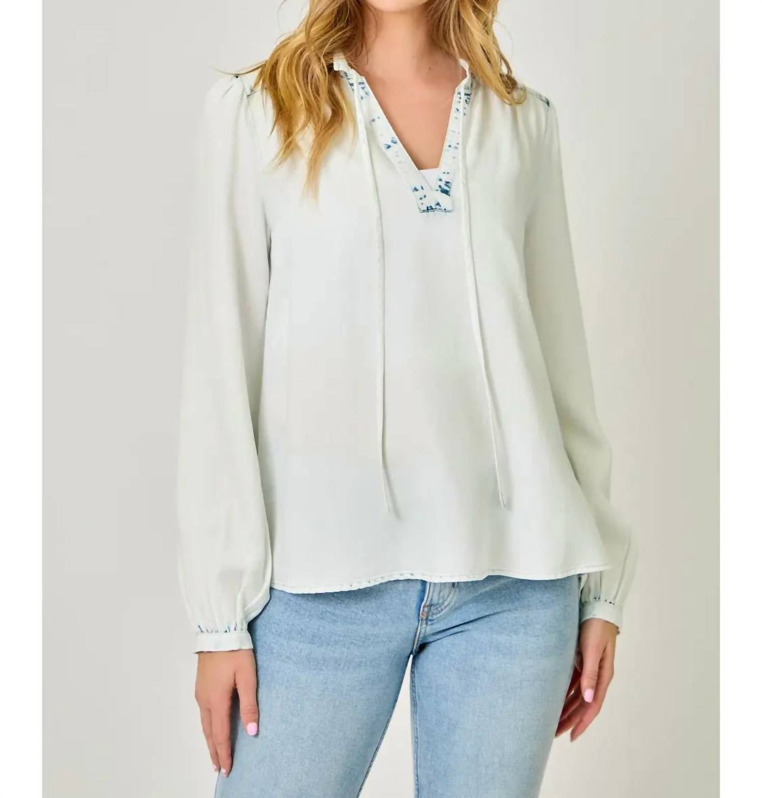 mystree Tencel Ruffle Tie-neck Blouse in green - women's blouse