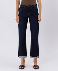 Flying Monkey - Lola High Rise Cuffed Cropped Straight Leg Jeans