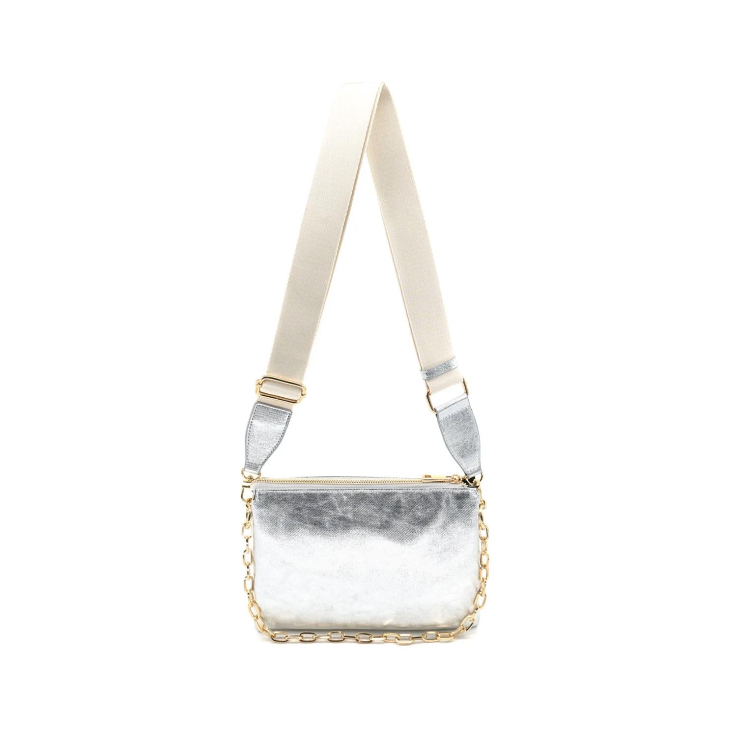BC Handbags Women's Metallic Coated Canvas Bag in silver - women's bag