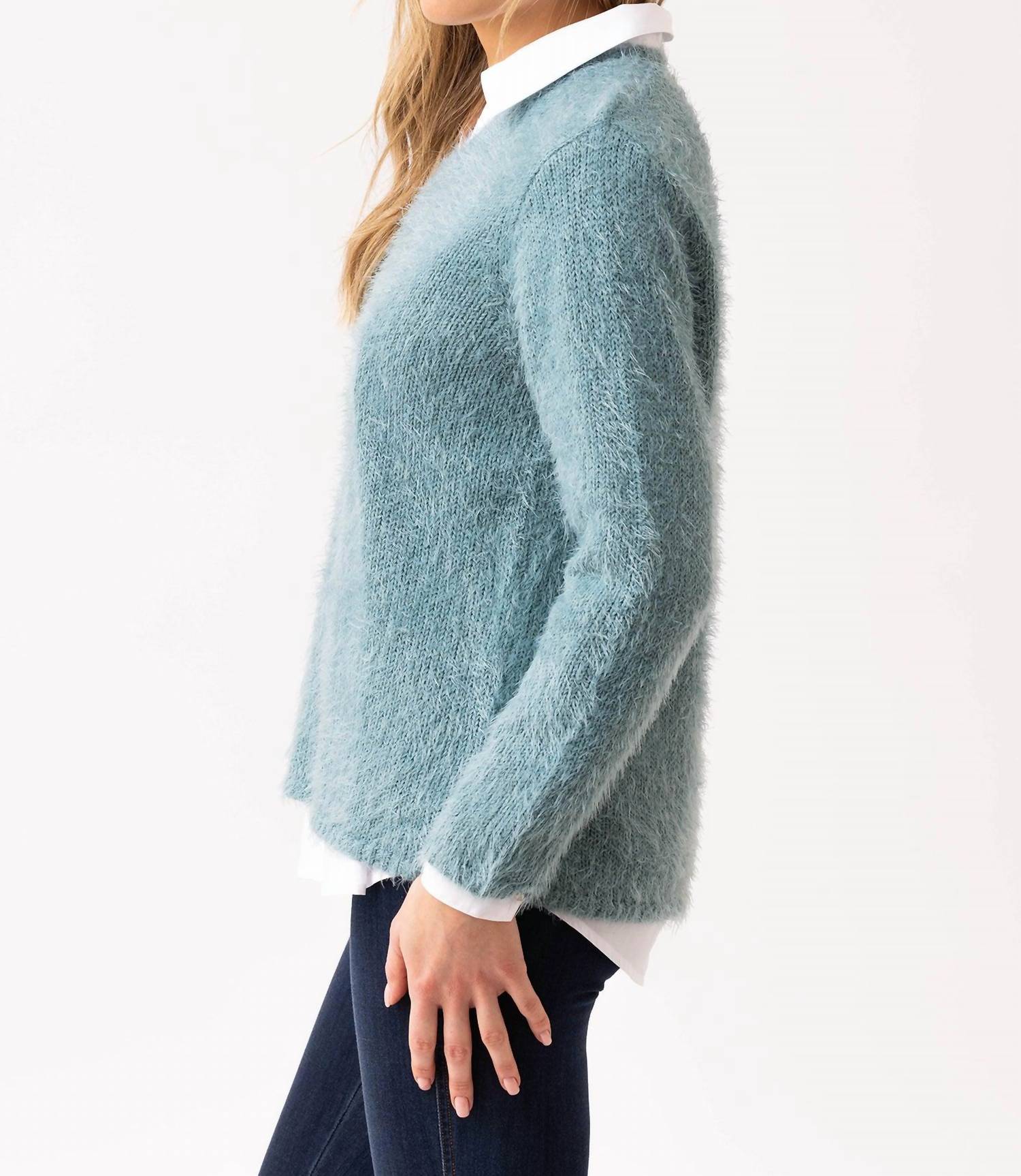 Marble - Fuzzy Removable Neck Sweater