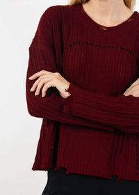 Terra - Contrast Stitch And Rib Sweater
