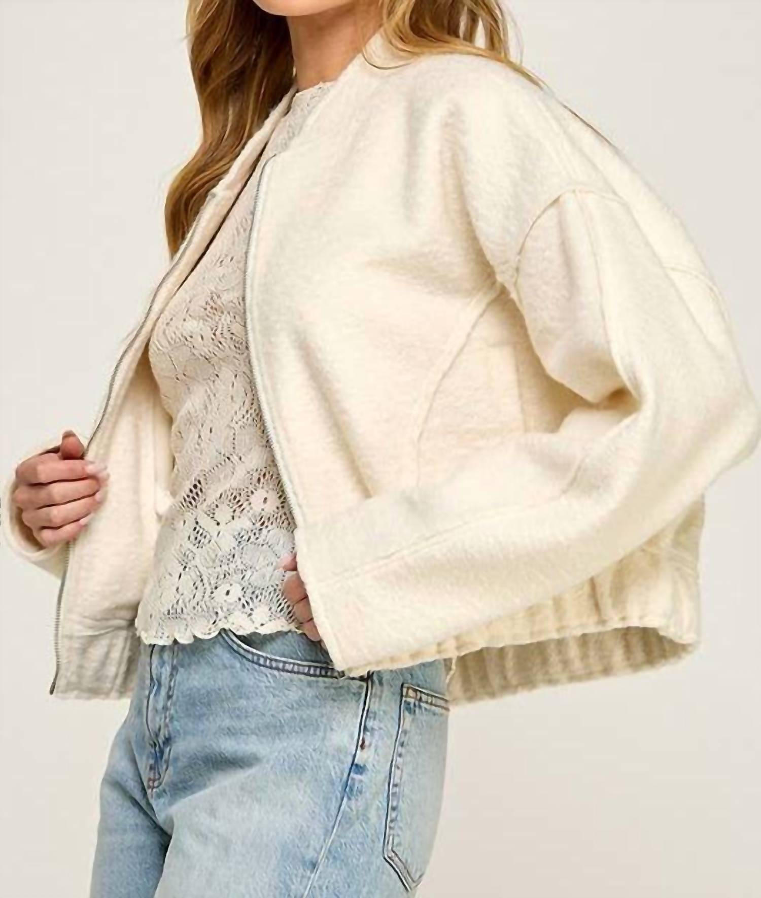 Miss Love - Soft Touch Textured Bomber Jacket
