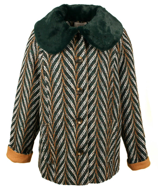 Skies Are Blue - Women's Chevron Tweed Coat