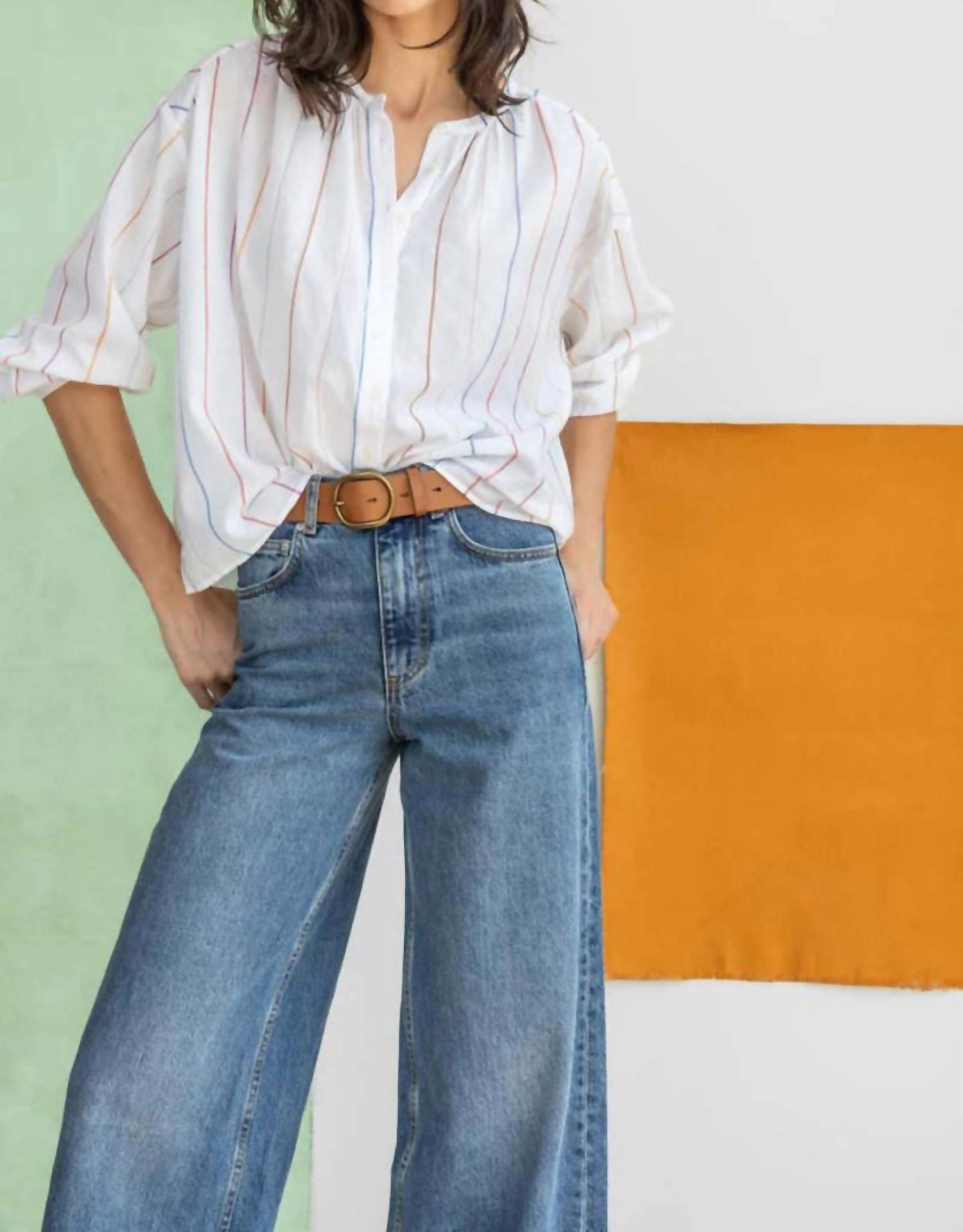 Lilla P - Bracelet Sleeve Shirred Blouse