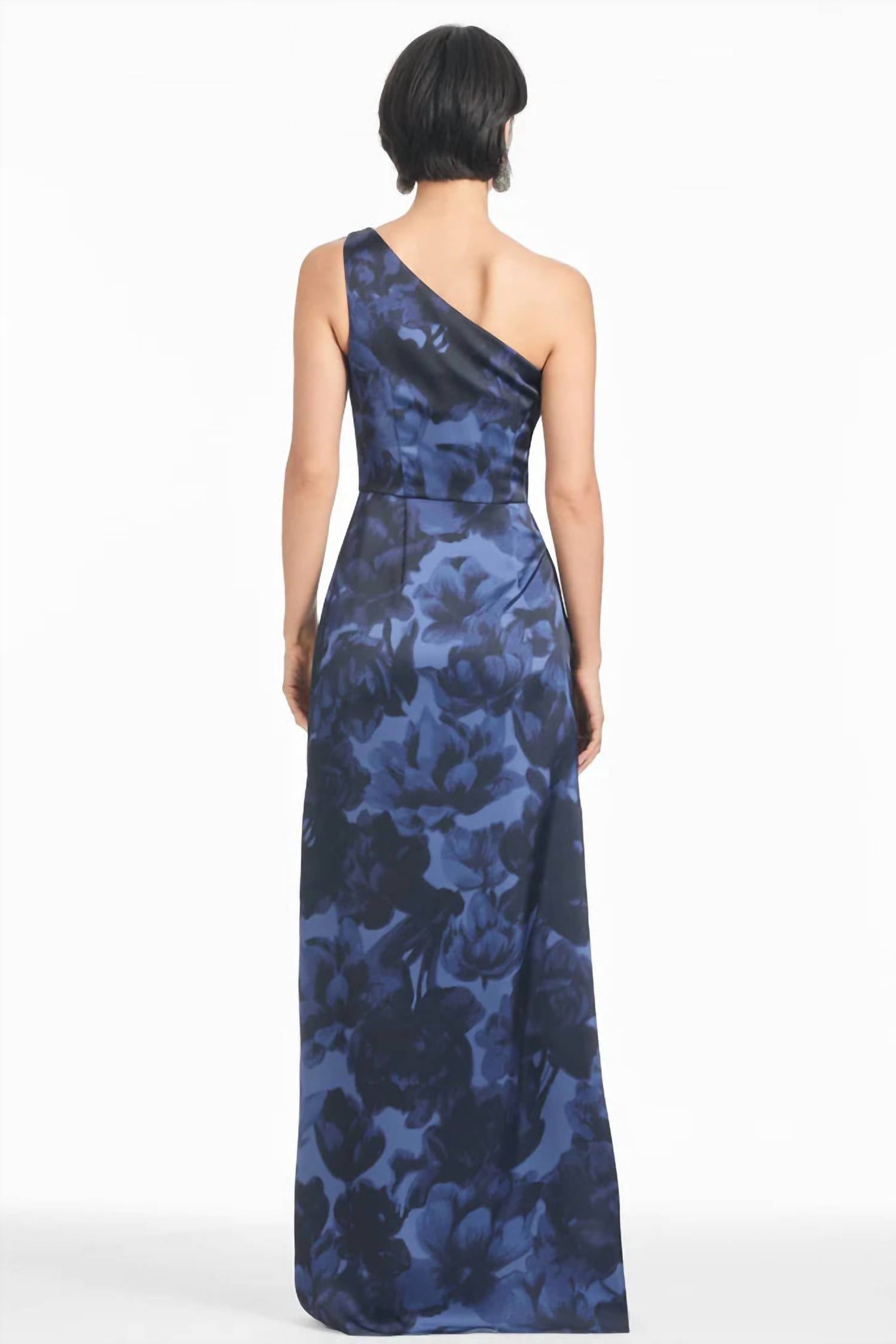 SACHIN & BABI Delancy Floral One Shoulder Gown in deep ocean bouquet - women's dress - detail view
