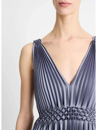 Vince - Hand Smocked Pleated Sleeveless Dress