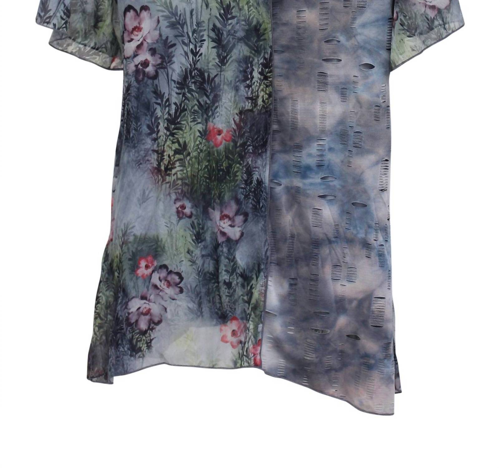 Lv Collection - Floral Asymmetrical Hem Top