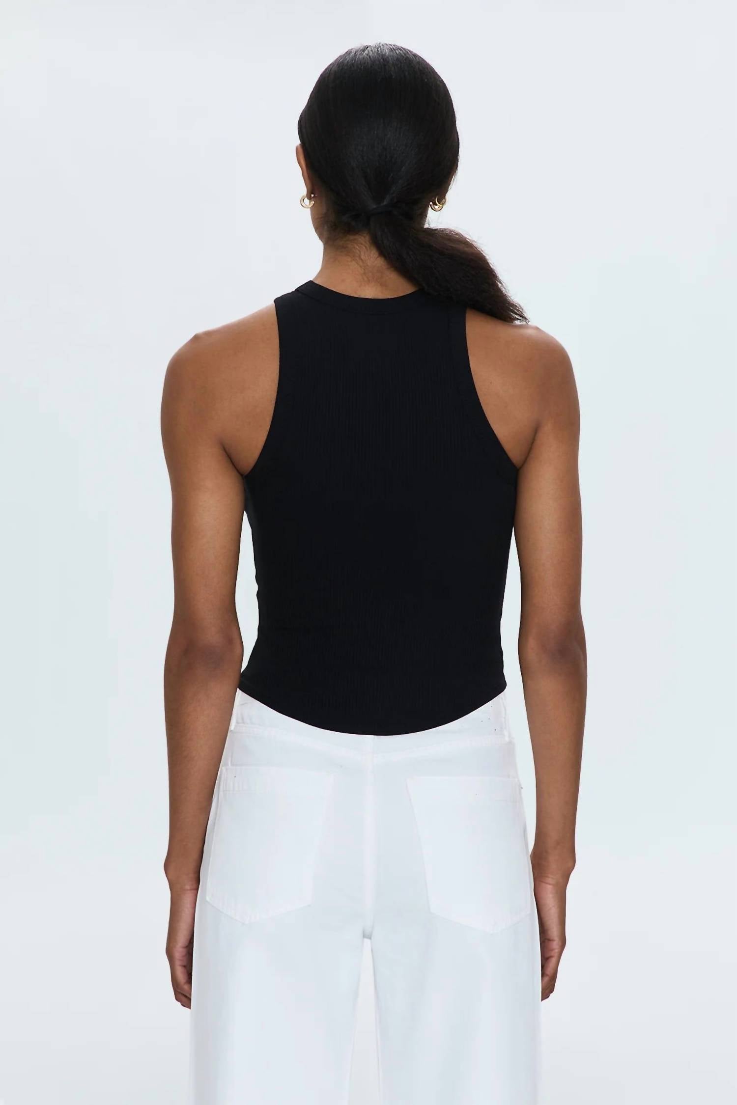PISTOLA Blake Sleeveless Tank Top in noir - women's tank top - alternate view
