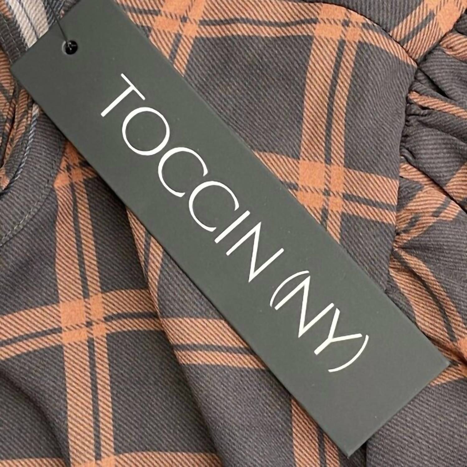 TOCCIN Women’s Grid Puff Sleeve Blouse in black orange - women's blouse - view 8