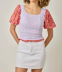 Mystree - Chiffon Sleeve Lace Top