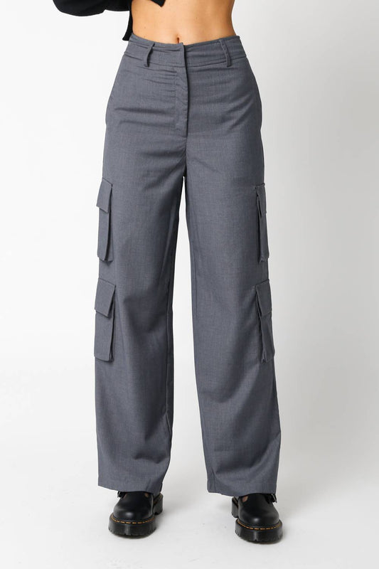 Olivaceous - Wide Leg Cargo Pants