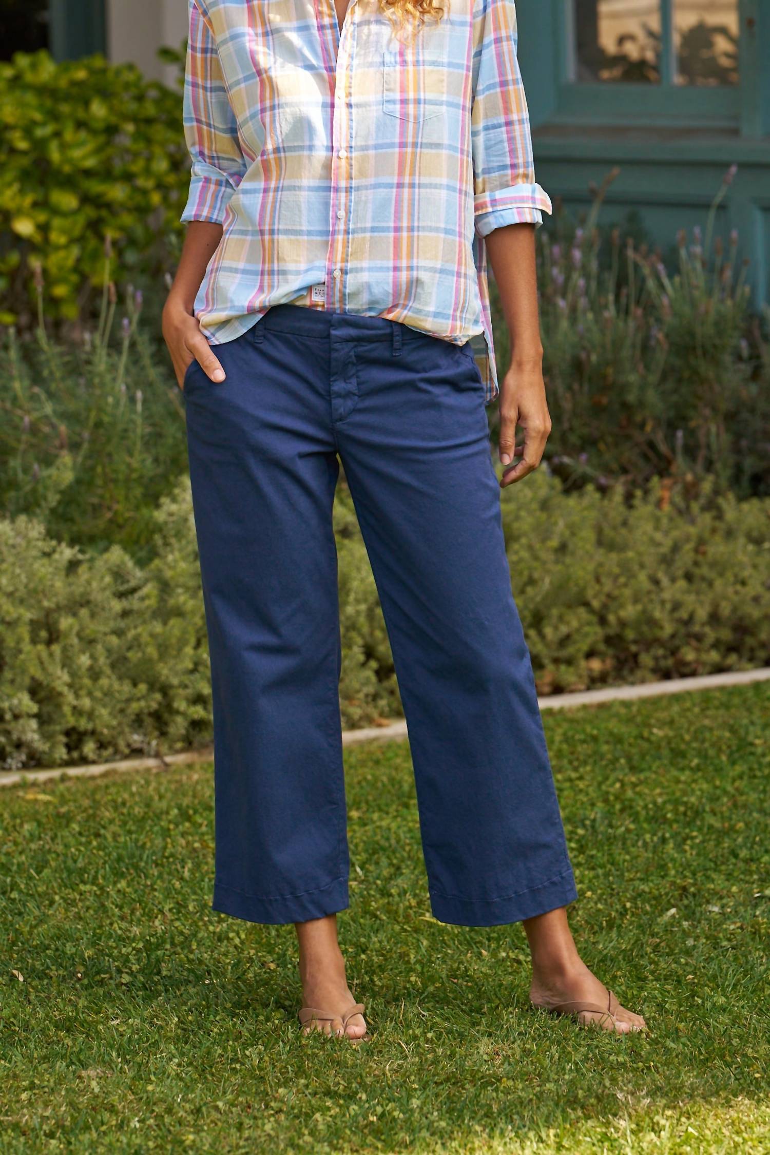 Frank & Eileen Women's Westport The Italian Wide Leg Chino Pant in navy - women's pants - alternate view