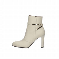 NeroGiardini Women's Velvet Ankle Bootie in milk white - women's shoe