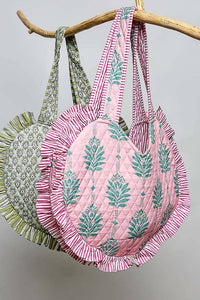 Pol - Heart Shaped Ruffle Edge Quilted Tote Bag