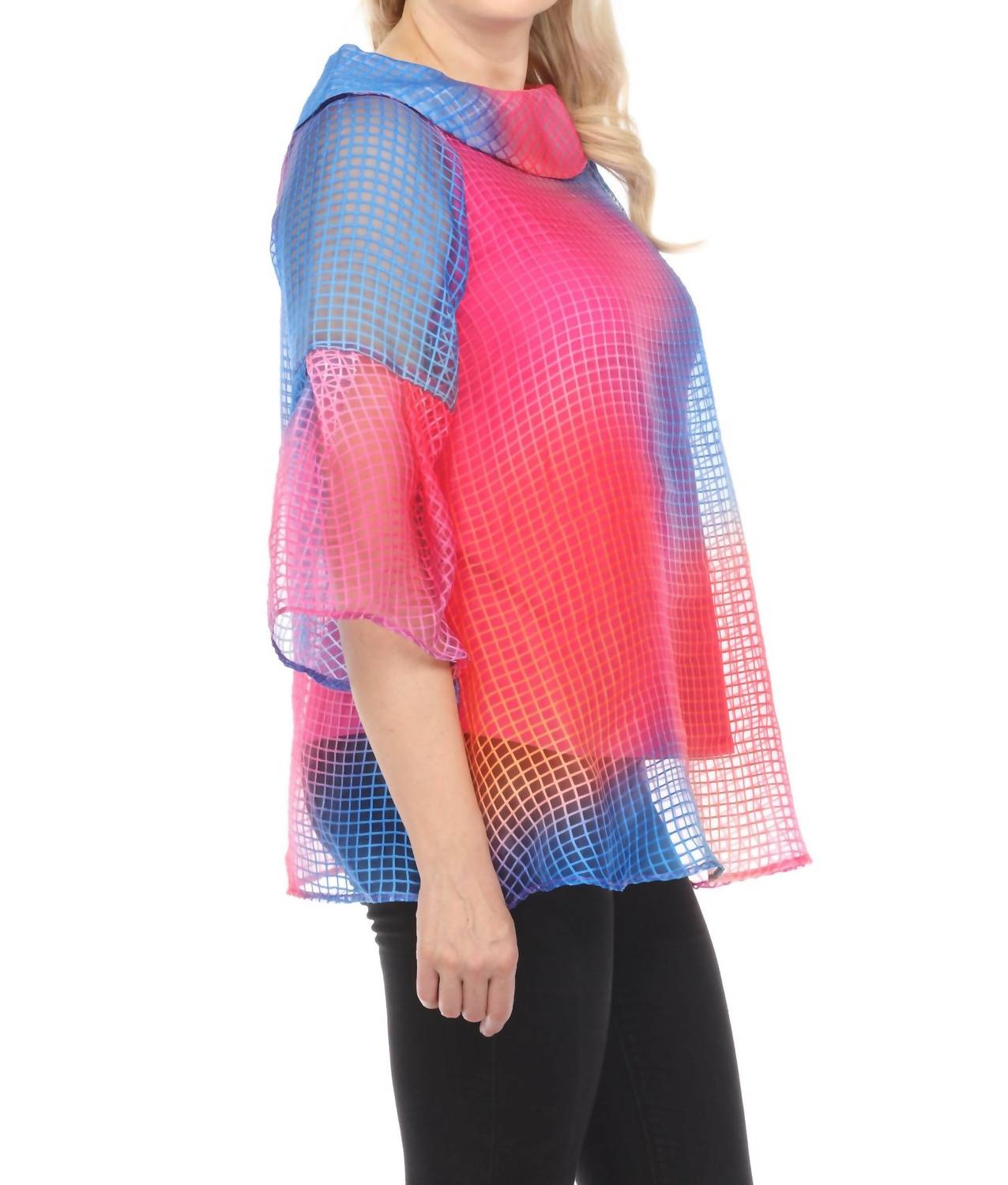 Joseph Ribkoff - Gradient Check Semi-sheer 2-piece Tunic