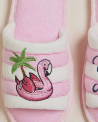 Lilla Haven Women's Vacay Mode Embroidered Terry Poolside Slides in pink - women's shoe - alternate view