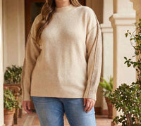 Karen Kane Colorblock Mock Neck Sweater - Plus in sand with earth - women's sweater - view 5