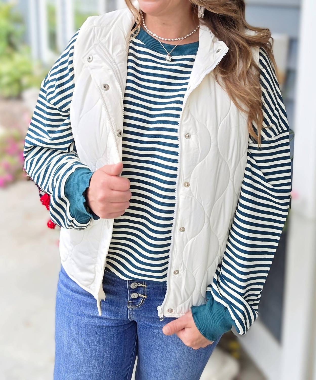STACCATO Quilted Zip Up Vest in ivory - women's jacket - view 6