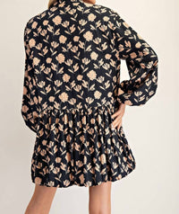 Ee:Some - Bubble Hem Floral Mini Dress