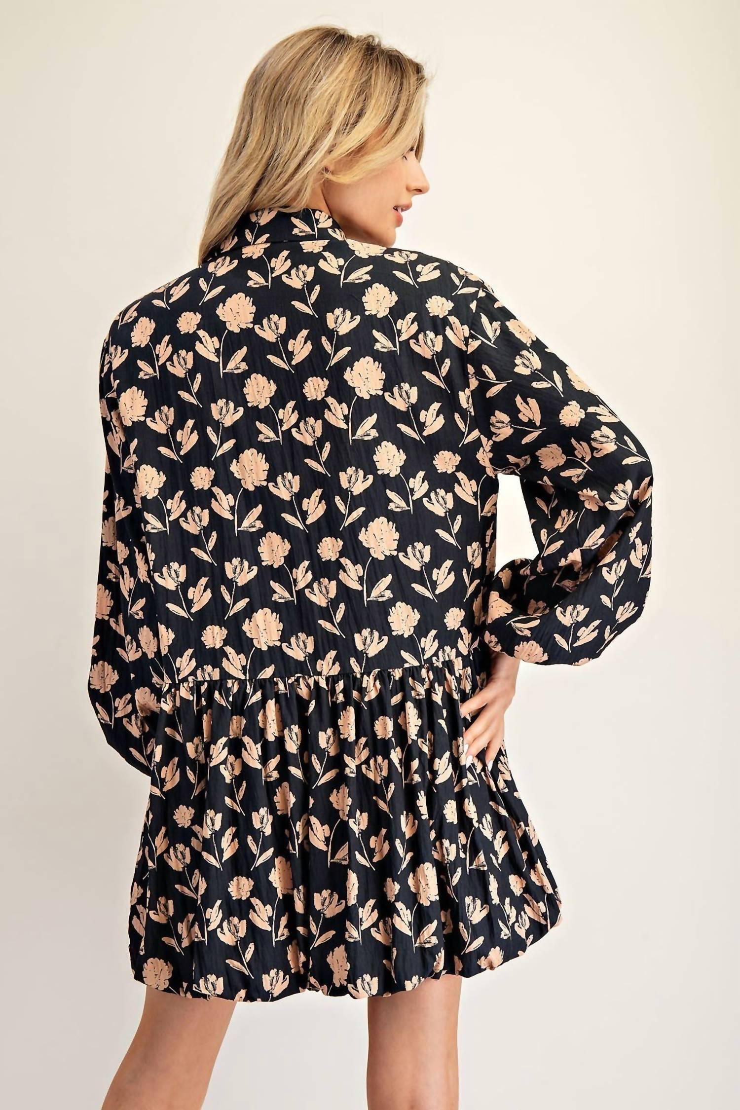 Ee:Some - Bubble Hem Floral Mini Dress