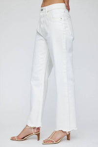 Moussy Women's Aurora Wide Straight Jeans in white - women's jeans - detail view