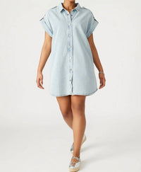 STEVE MADDEN Ilara Denim Mini Dress in blue - women's dress - detail view