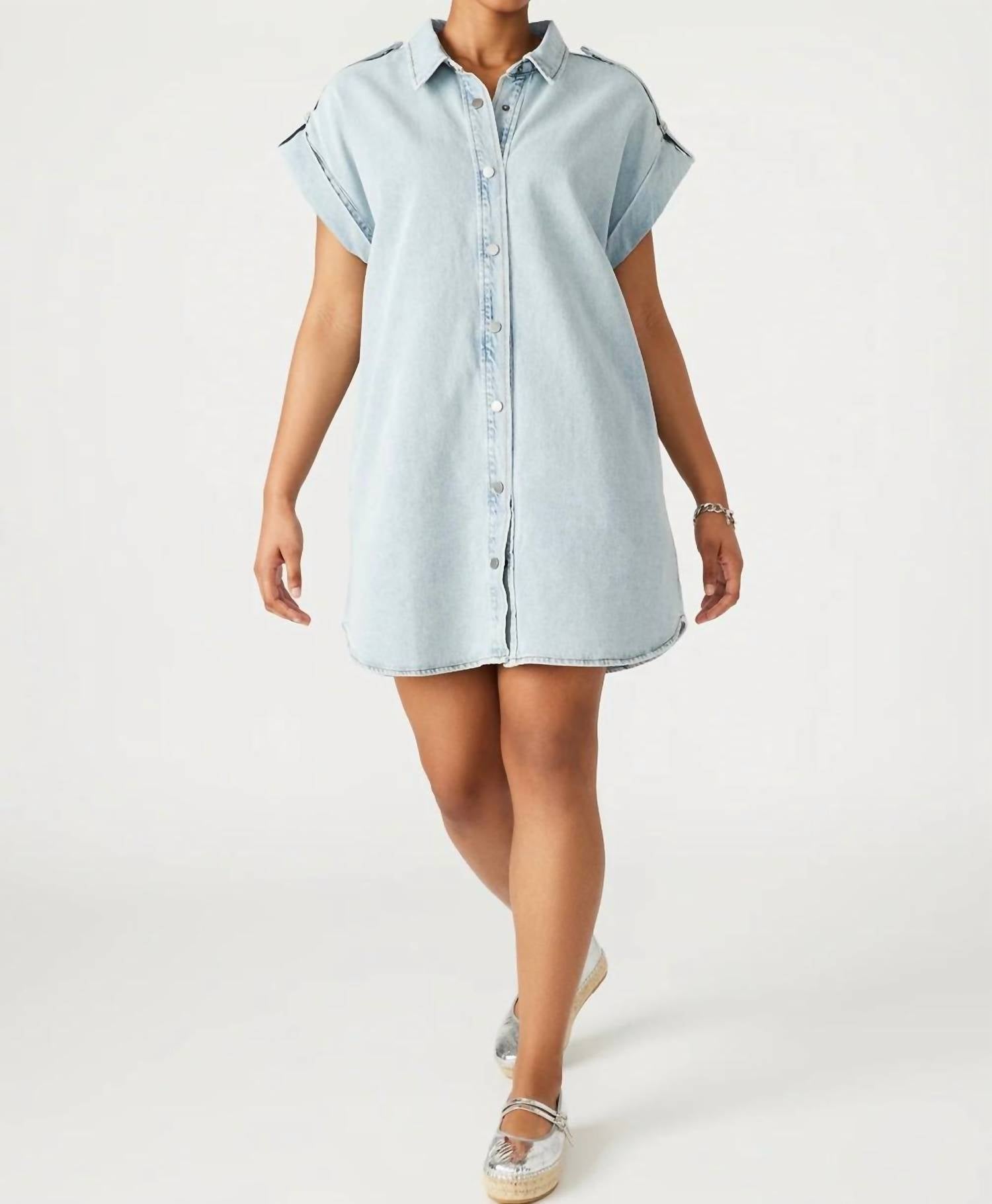 STEVE MADDEN Ilara Denim Mini Dress in blue - women's dress - detail view