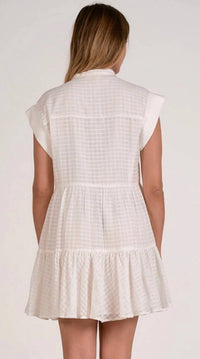 Elan - Windowpane Short Sleeve Mini Dress