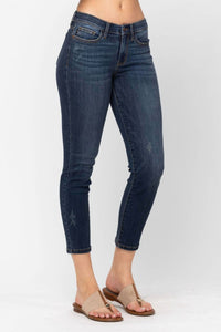 Judy Blue Mid Rise Cropped Relaxed Denim Jeans in blue - women's jeans - view 4