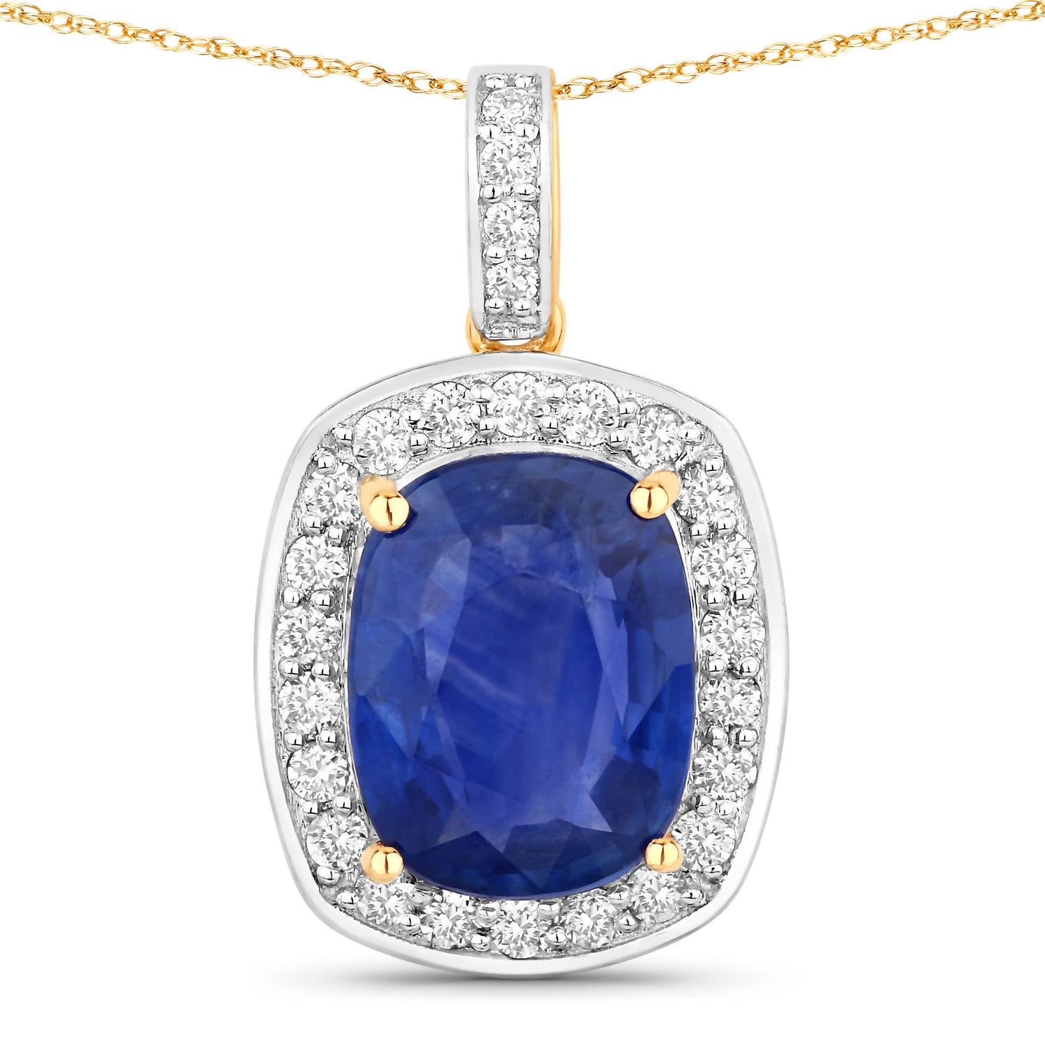 Diana M Jewels Women's Cushion Natural Sapphire Pendant Necklace (2.47 Ct) - Classic Plus in 18k yellow gold - women's jewelry