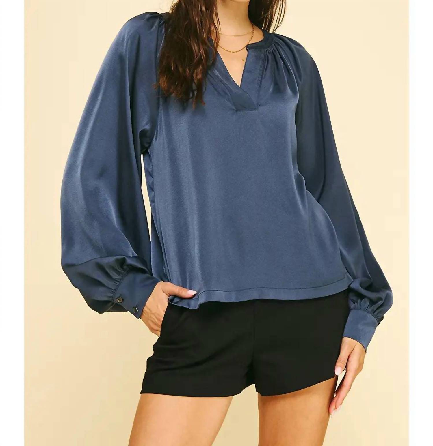 Pinch - V-neck Woven Blouse