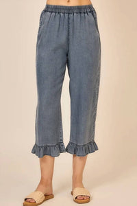 Cozy Co. - Ruffle Chambray Capri