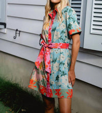 BRITON COURT Elena Mini Dress in colorblock floral - women's dress - alternate view