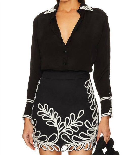 Karina Grimaldi - Long Sleeve Sheer Embroidered Top