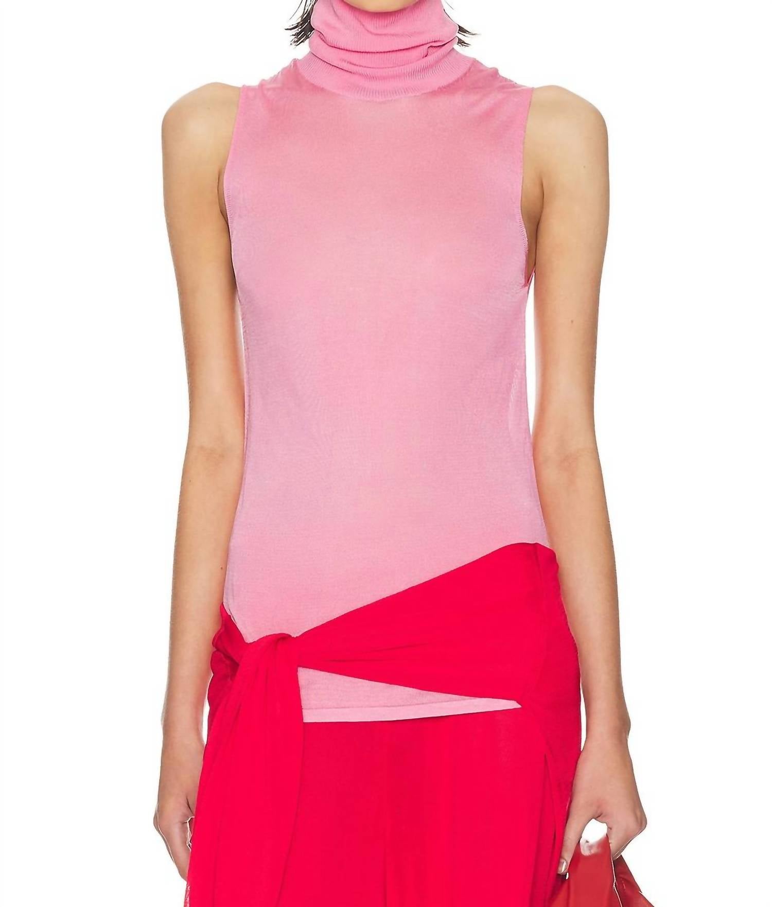 Helsa Arlena Sleveeveless Turtleneck Top in pink - women's blouse
