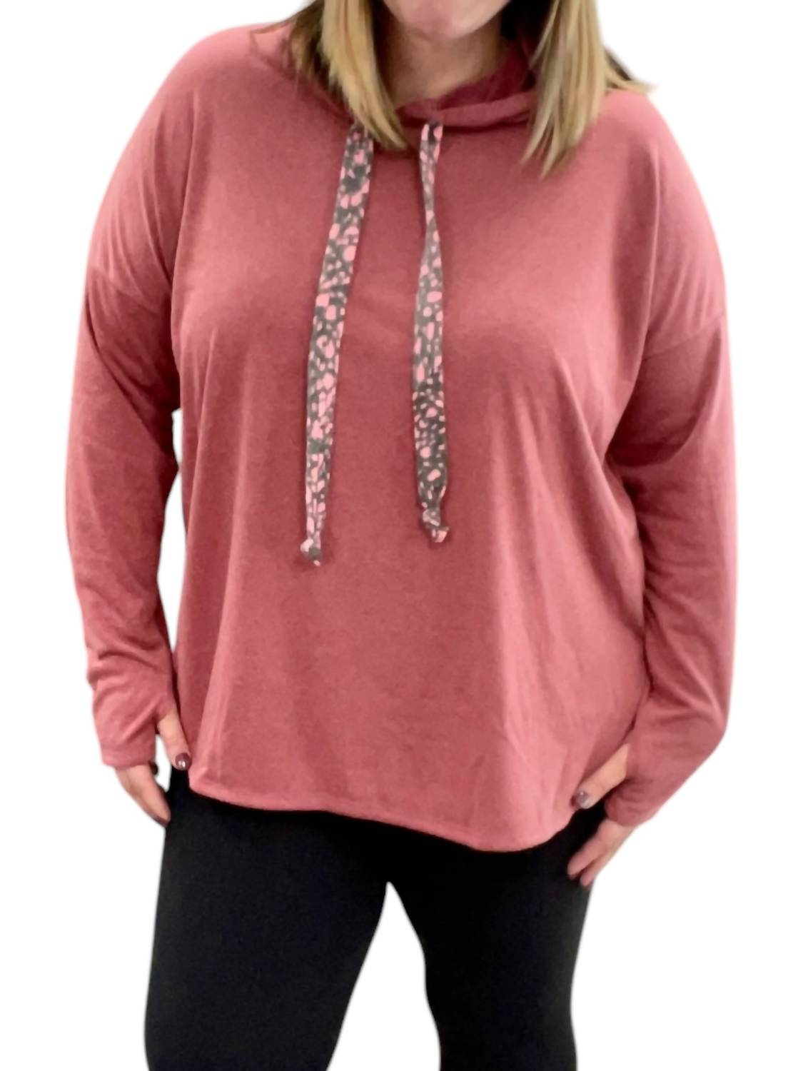 Honeyme - Marsala With Contrast Strings Hoodie