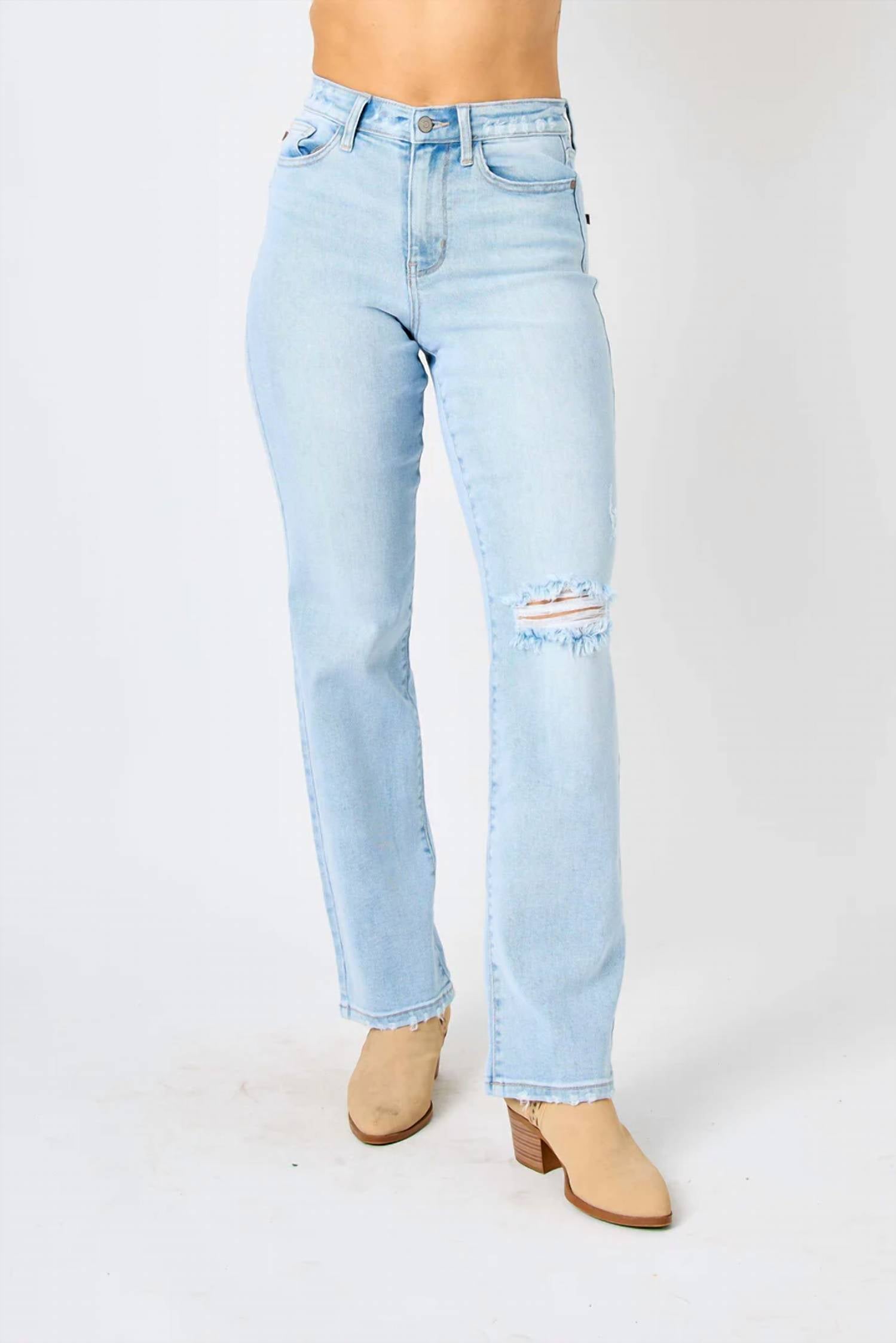 Judy Blue - Rip Back High Rise Straight Jeans