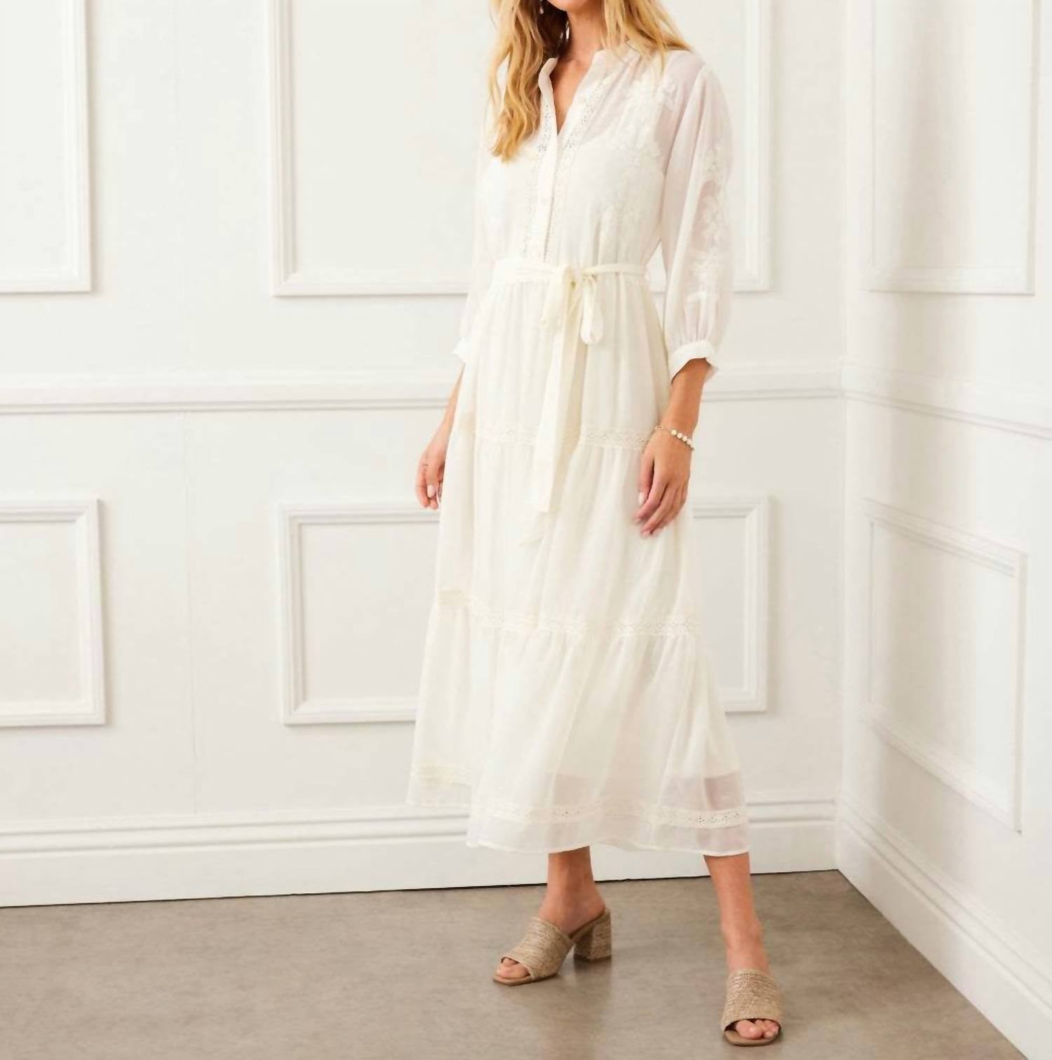 Karen Kane - Embroidered Tiered Midi Dress