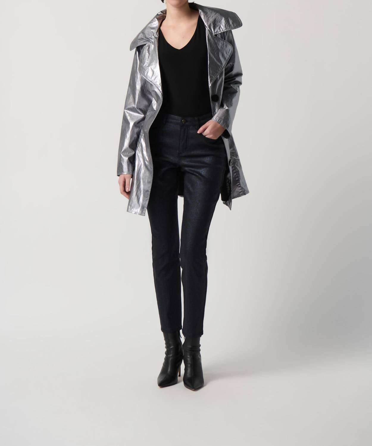 Joseph Ribkoff Metallic Double-breasted Jacket in silver - women's jacket - view 5