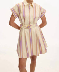 Exquise - Kianna Short Sleeve Belted Pocket Mini Dress