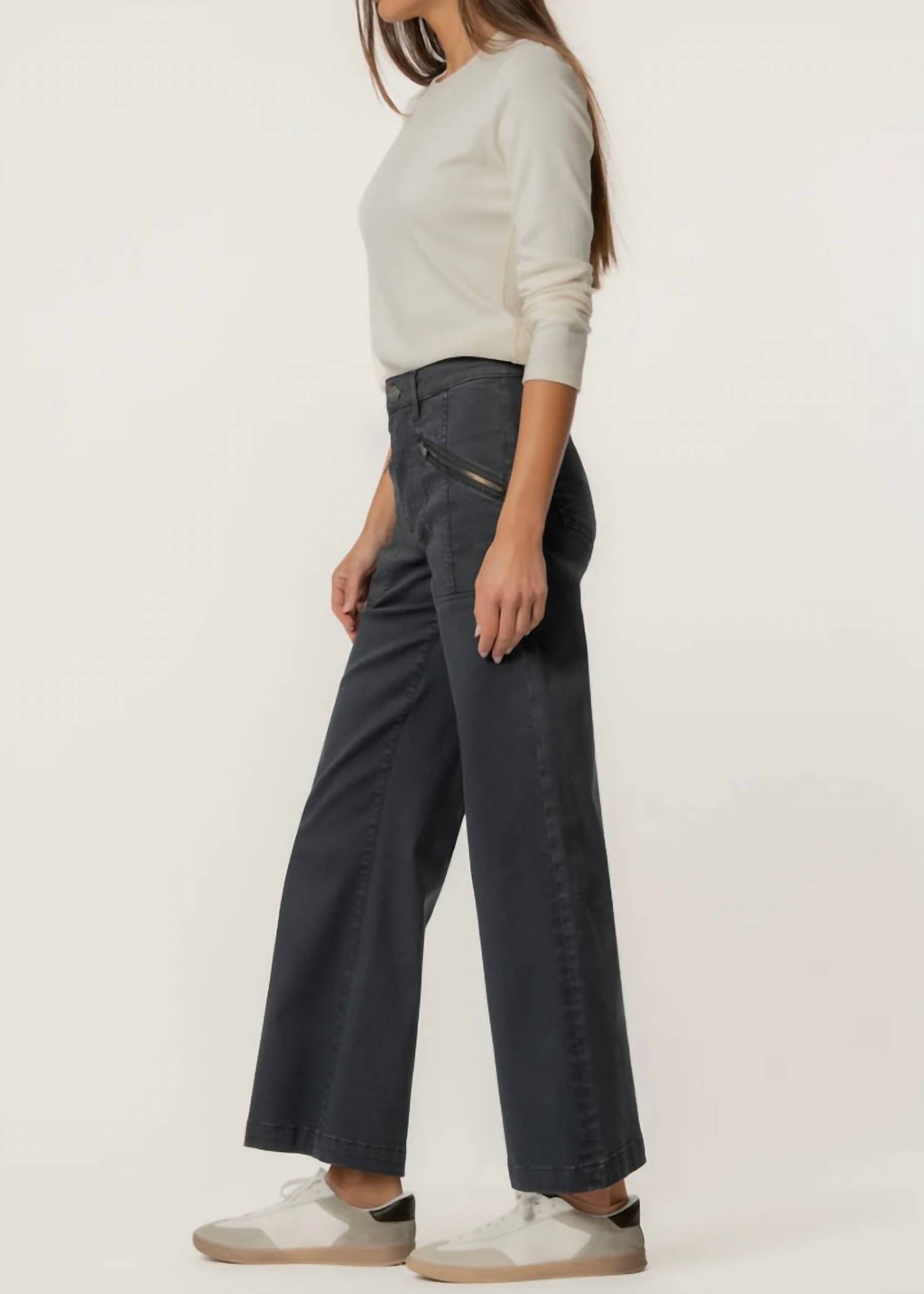 KUT FROM THE KLOTH Meg High Rise Wide Leg Jeans in gainful - women's jeans - detail view