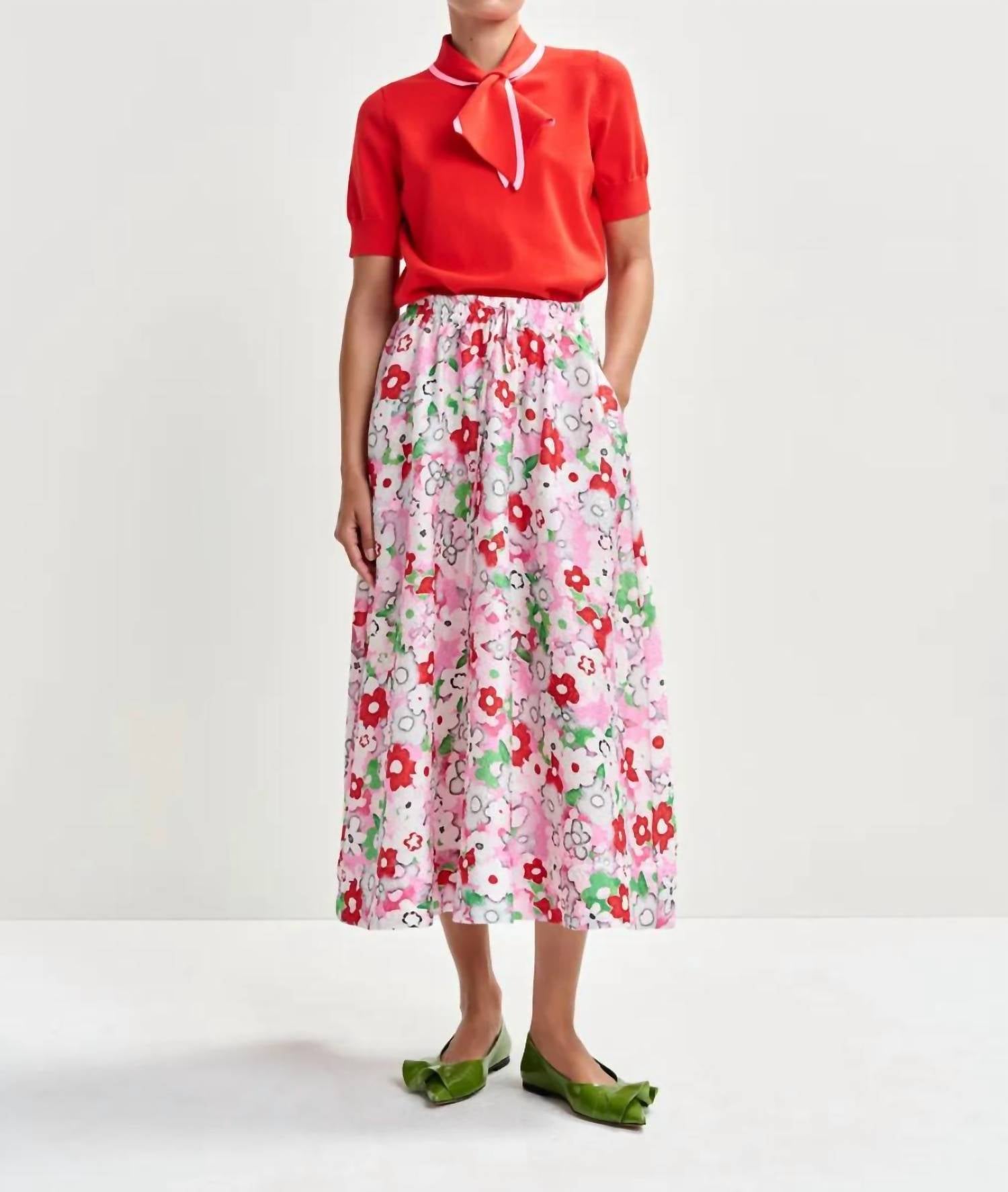 Essentiel Antwerp - Floral Jacquard Midi Skirt
