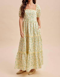 In-Loom - Women's Floral Square Neck Maxi Dress